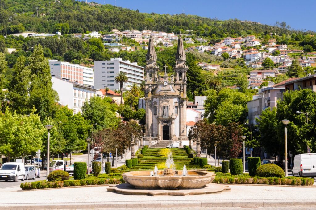 Brunnen Guimarães Altstadt Stadt Norden Portugal Distrikt Braga